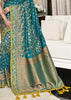 AZURE BLUE WOVEN DESIGNER SATIN SILK SAREE (7519889162433)