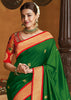 EMERAL GREEN WOVEN PAITHANI SAREE WITH DESIGNER BLOUSE (6272361398465)