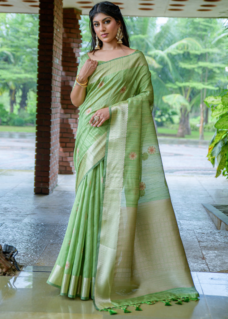 Pista Green Kanjivaram Silk Saree With Blouse 266264