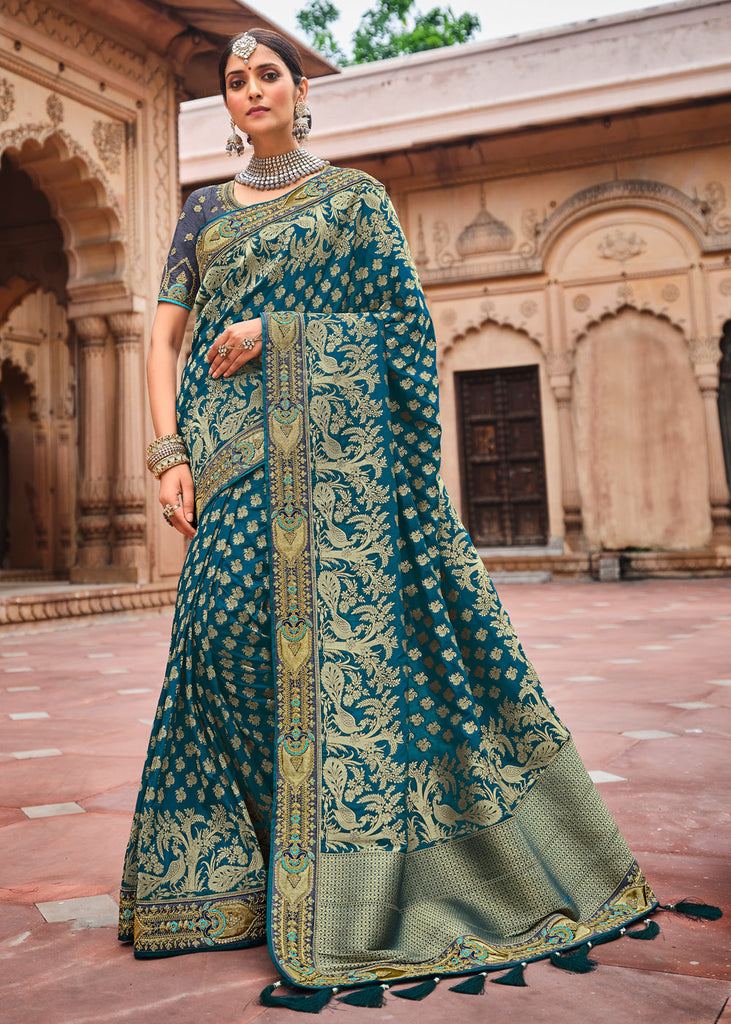 Red Coloured Banarasi Silk Saree New Design With tassels/Latkan & seperate  blouse piece