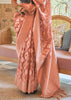 Coral Peach Woven Banarasi Tissue Silk Saree