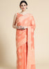 PLUM PEACH LUCKNOWI CHIKANKARI COTTON SILK SAREE