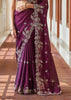 WINE MAROON ORGANZA SILK DESIGNER SAREE (6873808371905)