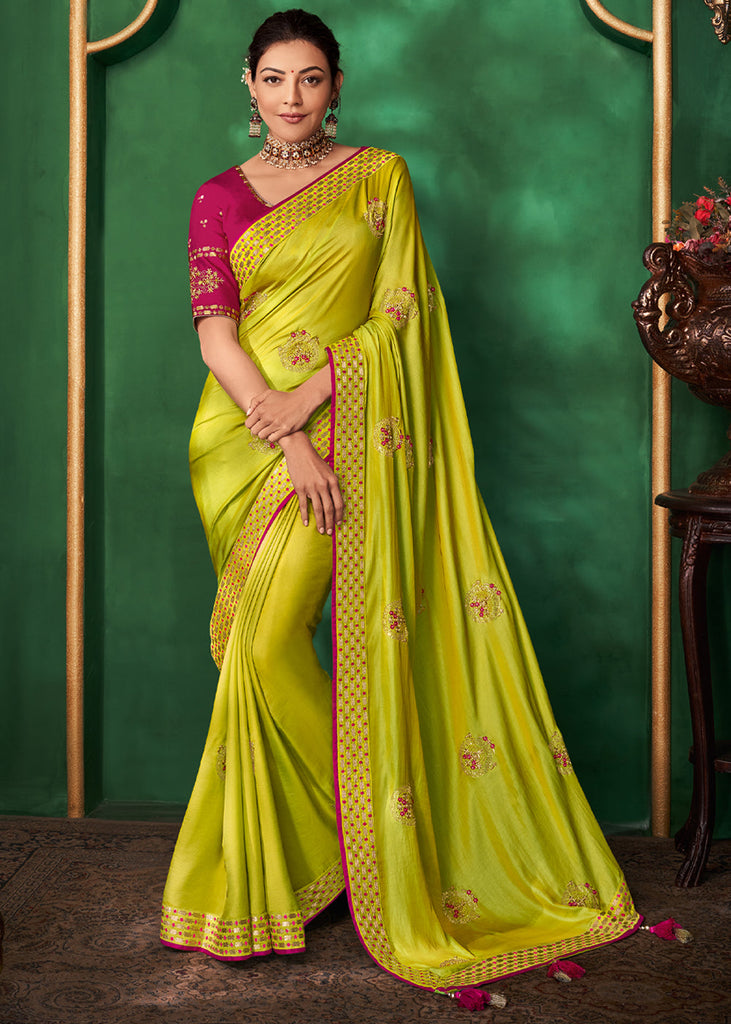 Lime Yellow Colour Designer Saree – nandikasarees.co.uk