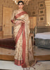 ROYAL BEIGE WOVEN BANARASI TUSSAR SILK SAREE WITH BERRY RED BORDER (6623516491969)