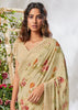 FROST BEIGE PRINTED SAREE WITH EMBROIDARY (6885525684417)