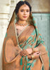 AQUA GREEN BANARASI ORGANZA SILK SAREE