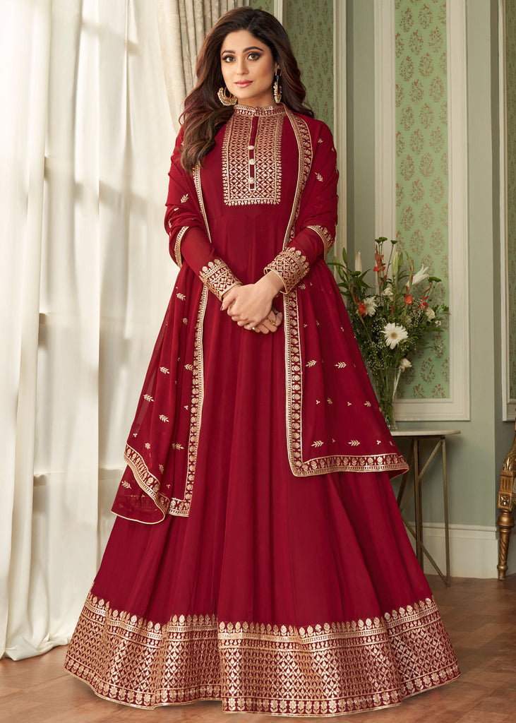 Heavy Muslin Red Gown Suit Gown Bottom | Red gowns, Gowns, Modest evening  dress