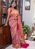 Phalgun : Rangkaat Khaddi Georgette Handloom Banarasi Saree in subtle shades of Pink (7490827157697)