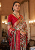 RED AND OFF WHITE WOVEN PATOLA SILK SAREE