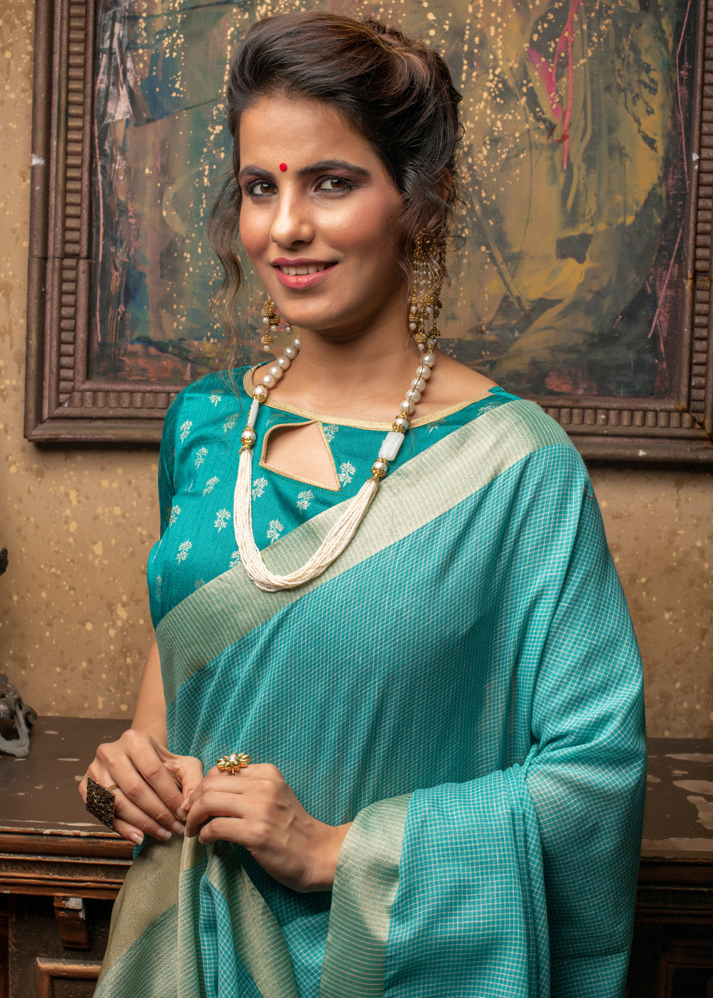 Blue silk saree | Blue silk saree, Saree, Exclusive saree blouse designs