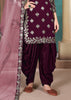 GRAPE WINE PURPLE MIRROR WORK SEMI STITCHED SUIT (6879166759105)