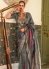 FOSSIL GREY WOVEN BANARASI SILK SAREE