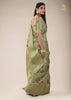 DEEP MINT GREEN WOVEN JECQUARD FLORAL PRINT SAGA SAREE (6782265393345)