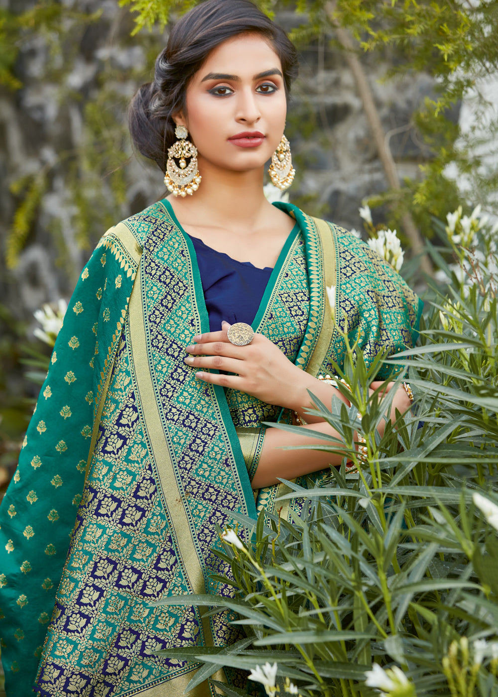 Maheshwari silk saree | sea green colour