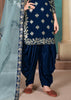 NAVY BLUE MIRROR WORK SEMI STITCHED SUIT (6879161254081)