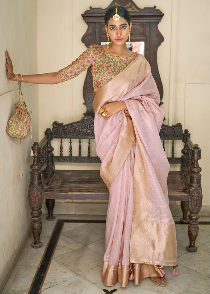 Gold Embellished Tissue Saree With Blouse - Angad Singh- Fabilicious Fashion