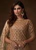 STONE BEIGE HEAVY EMBROIDERED NET SEMI STITCHED SUIT (6652876226753)