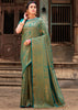 TURQUISE GREEN BRONZE ZARI WOVEN KANJIVARAM SILK SAREE