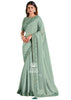 Brook Green Organza Silk Designer Saree With Embroidered Blouse (7185600676033)