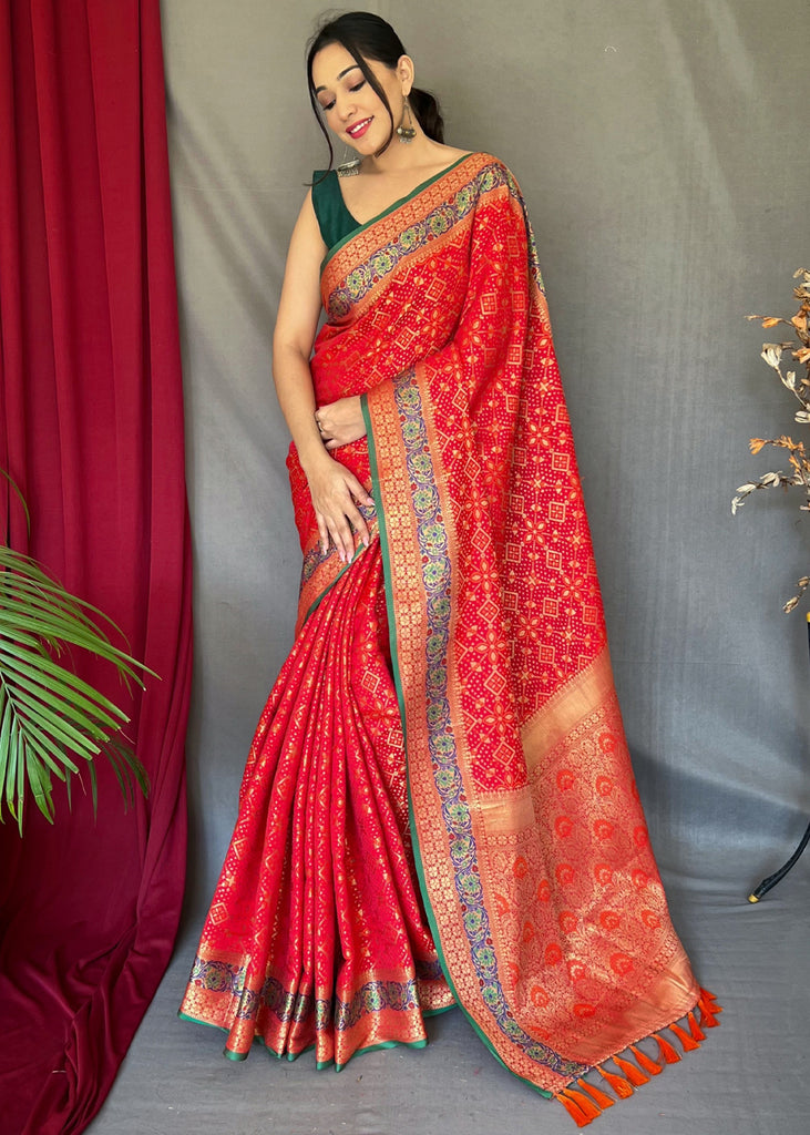 BRIDAL RED WOVEN PATOLA SILK SAREE