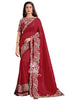 Attractive Red Satin Silk Designer Saree With Embroidered Blouse (7185594253505)