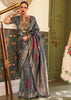 FOSSIL GREY WOVEN BANARASI SILK SAREE