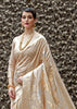 Ivory and Gold Zari Work Banarasi Saree (5778951241879)