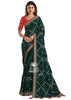 Deep Green Organza Silk Designer Saree With Embroidered Contrast Blouse (7185594417345)