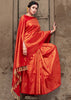 BRIDAL RED BRONZE ZARI WOVEN KANJIVARAM SILK SAREE