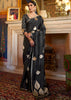 BLACK DESIRE WOVEN SPADE SATIN SILK SAREE WITH BROCADE BLOUSE