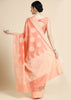 PLUM PEACH LUCKNOWI CHIKANKARI COTTON SILK SAREE