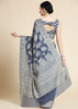 CLASSIC GREY LUCKNOWI CHIKANKARI COTTON SILK SAREE