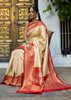 Devastuti:Banarasi Brocade Saree In Shades Of Beige And Red