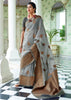 Haze Gray woven Linen Jacquard Saree (5673656320151)