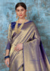 Midnight Blue And Gold Kanjivaram Saree (5763398140055)