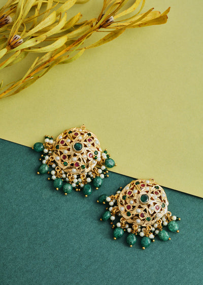 KUNDAN STUDDED STUD EARINGS (6964375781569)