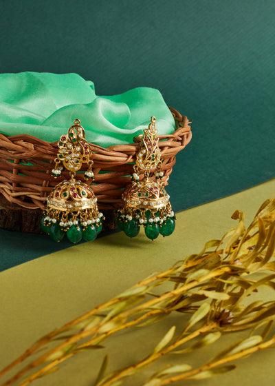 TRADITIONAL MEENAKARI JHUMKI EARINGS (6964387840193)