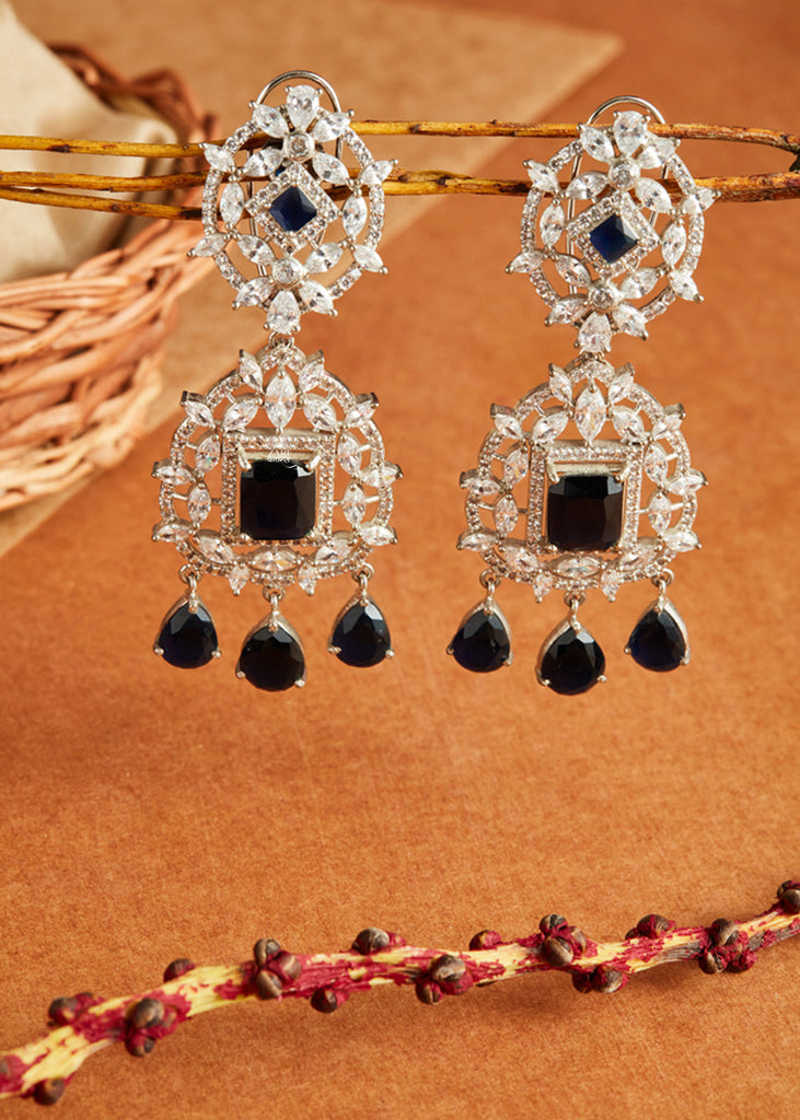 BLACK STONE STUDDED PEARL EARINGS (6964420411585)